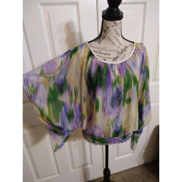 Isabel Rodriguez cold shoulder wide sleeve top Boho Sheer - Picture 3 of 9